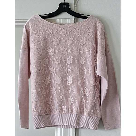 Gunne Sax - Vintage 1970s (Original Tag) Lace Sweatshirt, Pink, Med - Picture 4 of 9